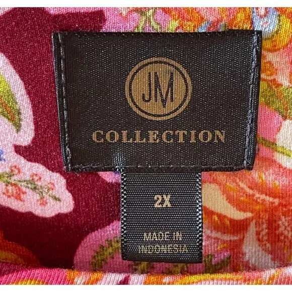 JM Collection Womens Floral Print Top 2X Ruby Slippers - Picture 3 of 5